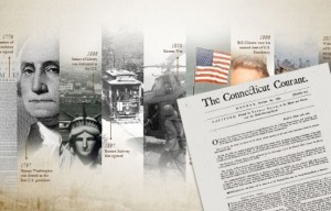 A timeline of the Courant. Courtesy of the Connecticut Historical Society