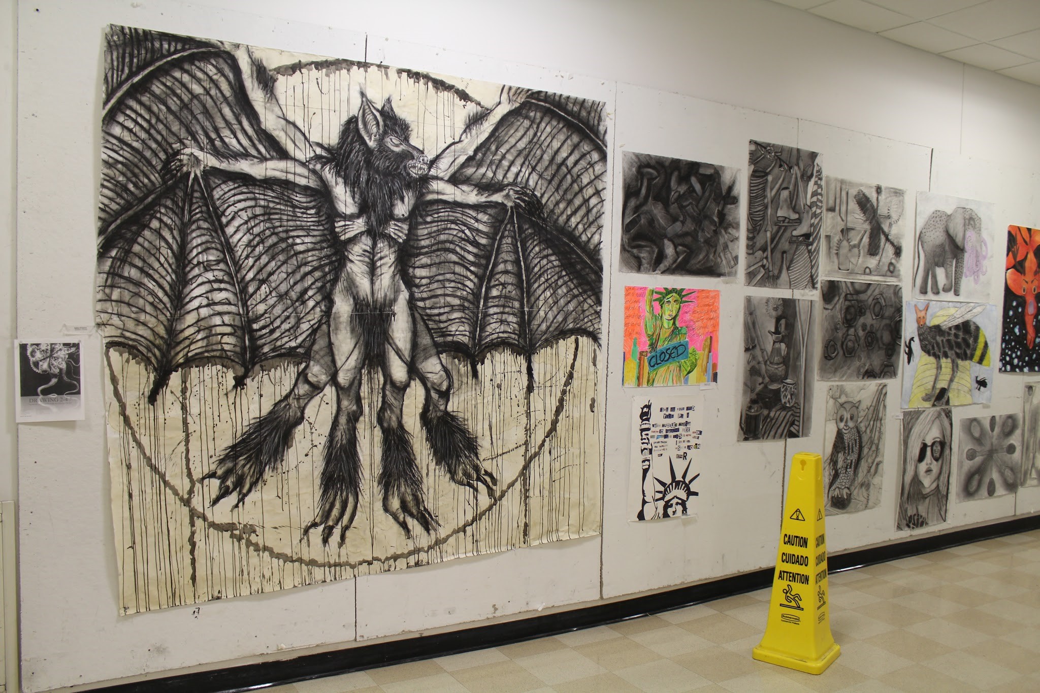 The demonic eagle is drawn by student Nathan D'Aversa. Photo by Chris DiBella. 